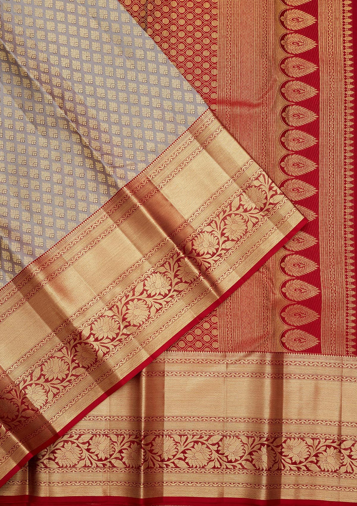 Grey Zariwork Pure Silk Saree-Koskii