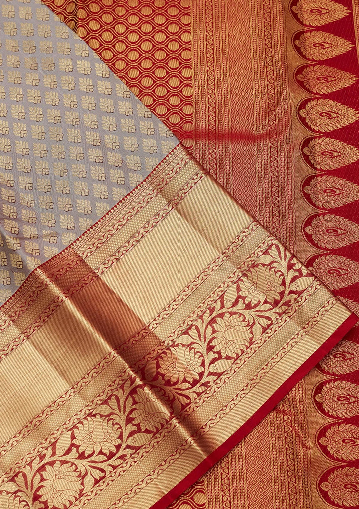 Grey Zariwork Pure Silk Saree-Koskii