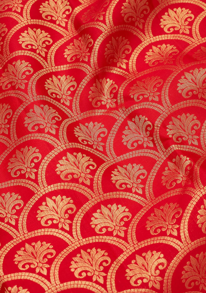 Red Zariwork Pure Silk Saree-Koskii