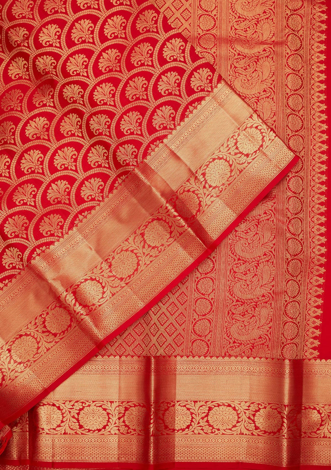 Red Zariwork Pure Silk Saree-Koskii
