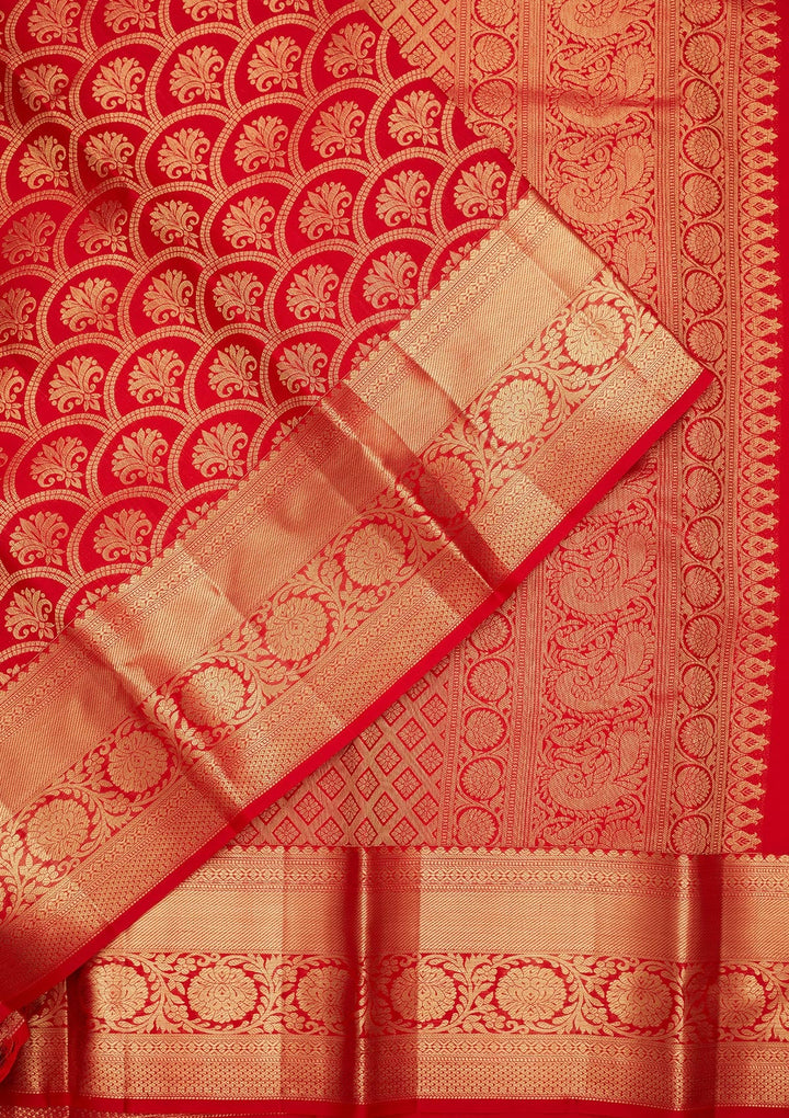 Red Zariwork Pure Silk Saree-Koskii