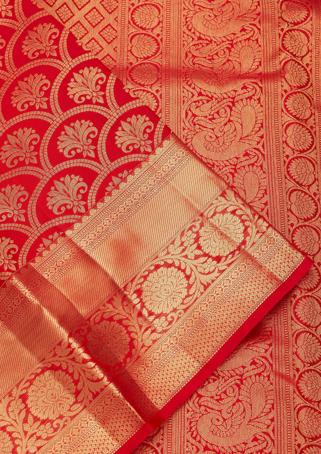 Red Zariwork Pure Silk Saree-Koskii