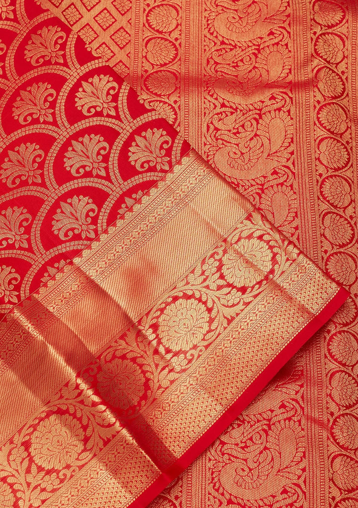 Red Zariwork Pure Silk Saree-Koskii