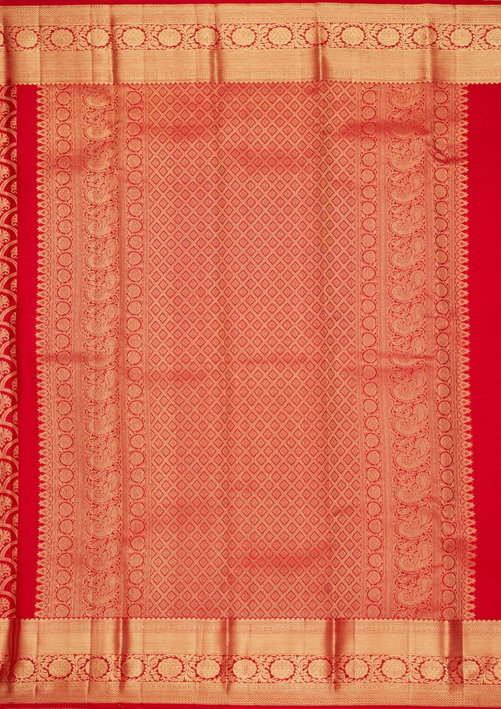 Red Zariwork Pure Silk Saree-Koskii