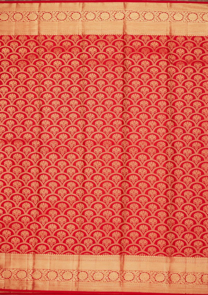 Red Zariwork Pure Silk Saree-Koskii