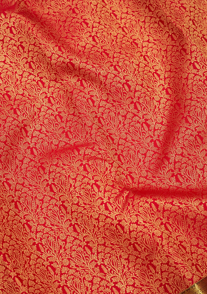 Red Zariwork Pure Silk Saree-Koskii