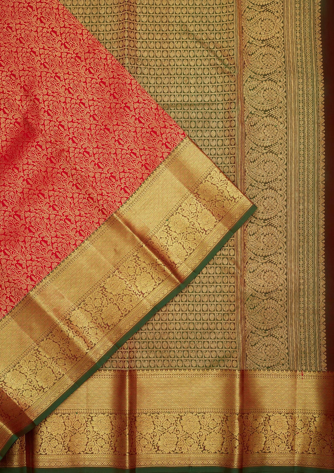 Red Zariwork Pure Silk Saree-Koskii