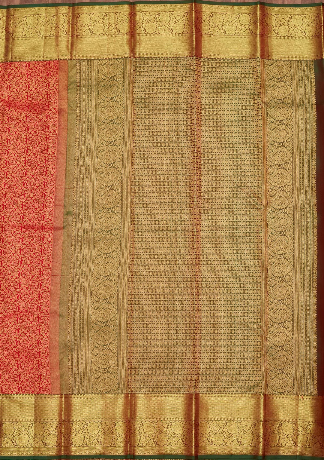 Red Zariwork Pure Silk Saree-Koskii