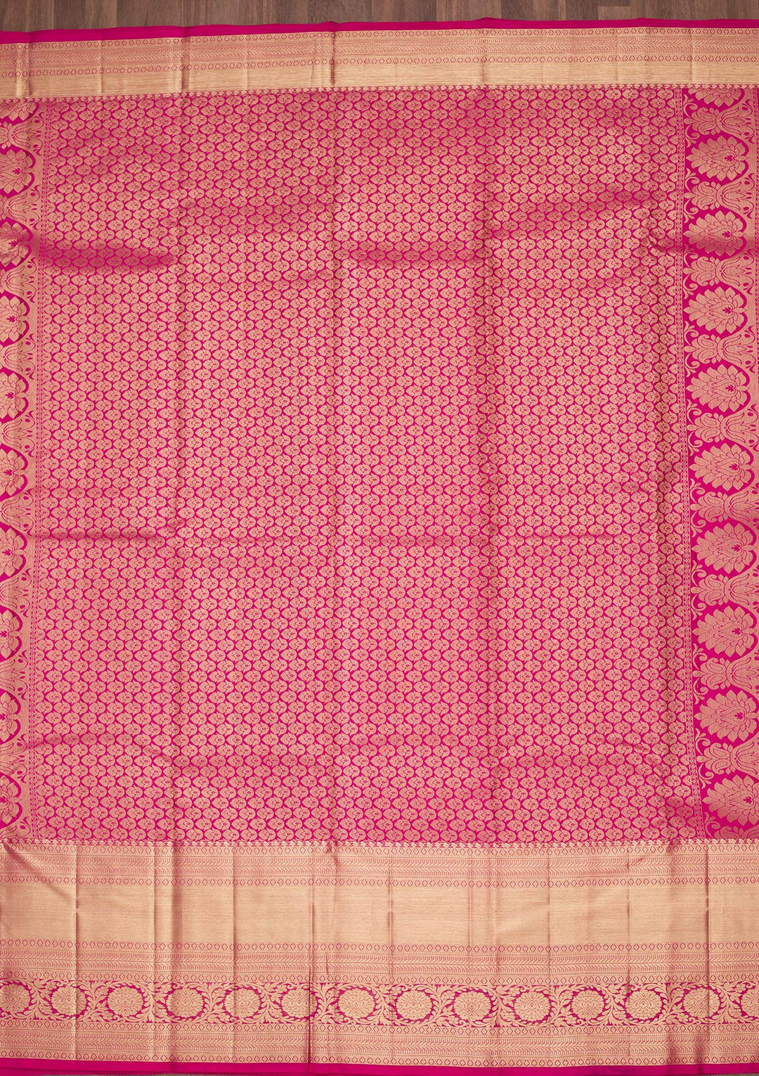 Magenta Pink Zariwork Pure Silk Saree-Koskii