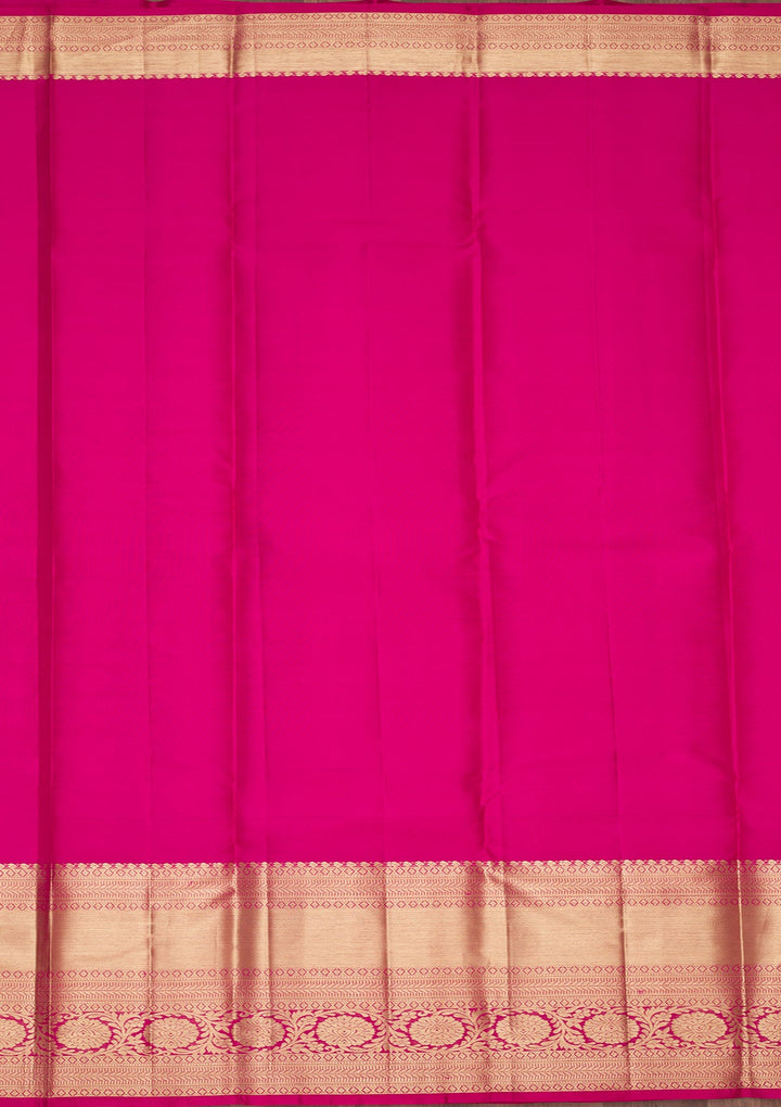 Magenta Pink Zariwork Pure Silk Saree-Koskii