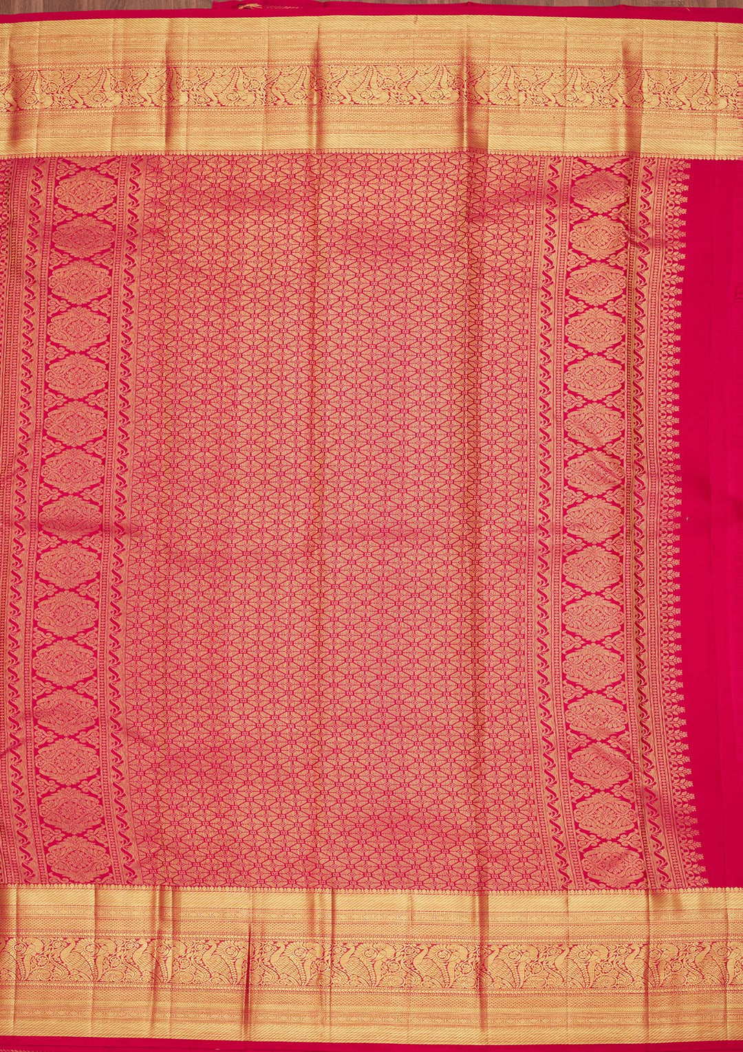 Rani Pink Zariwork Pure Silk Saree-Koskii