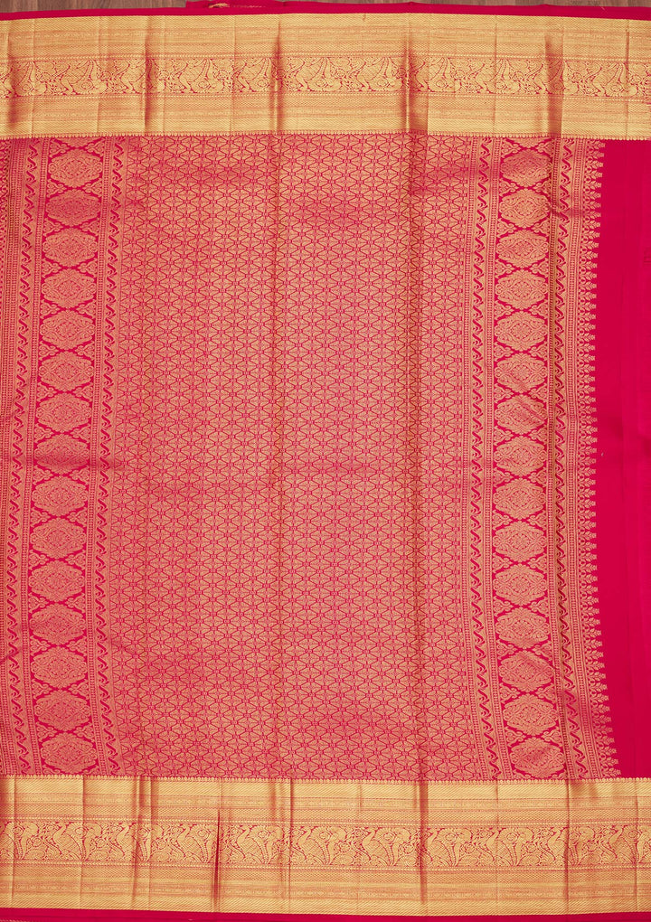 Rani Pink Zariwork Pure Silk Saree-Koskii
