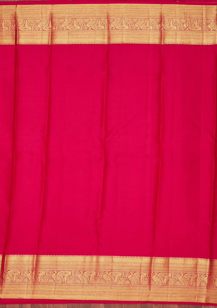 Rani Pink Zariwork Pure Silk Saree-Koskii