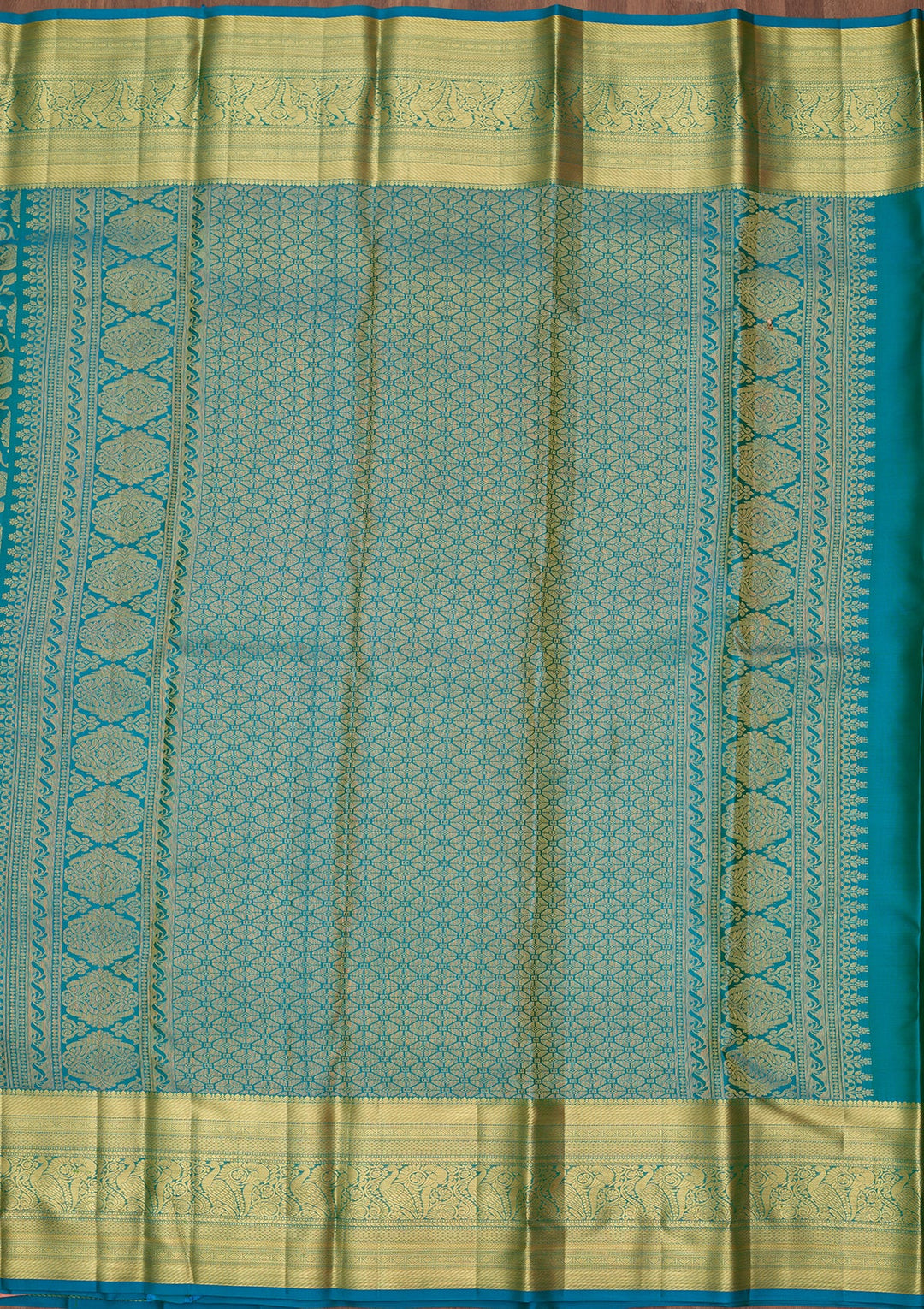 Turquoise Blue Dharmavaram Pure Silk Saree