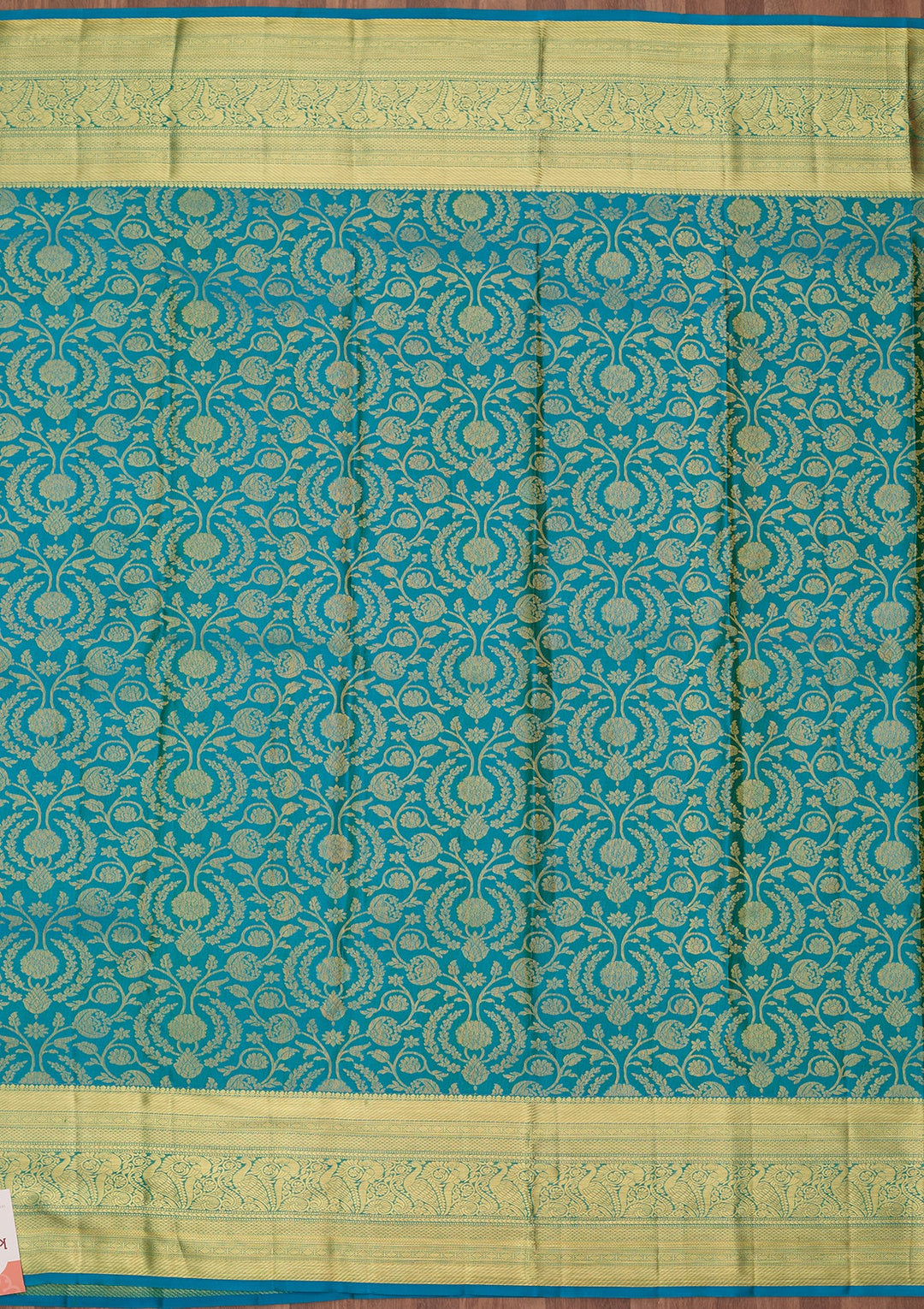 Turquoise Blue Dharmavaram Pure Silk Saree