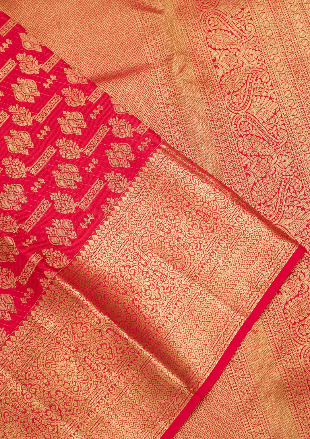Red Zariwork Pure Silk Saree-Koskii