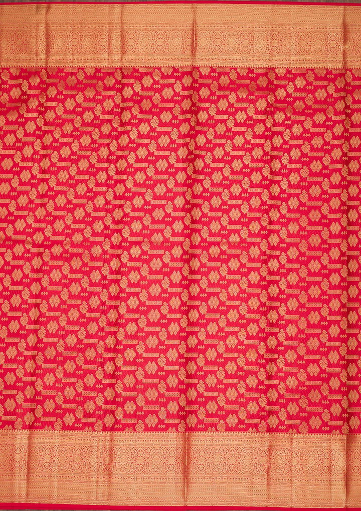 Red Zariwork Pure Silk Saree-Koskii