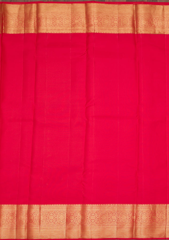 Red Zariwork Pure Silk Saree-Koskii