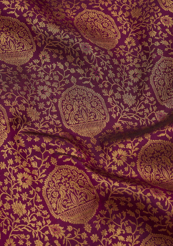 Purple Zariwork Pure Silk Saree-Koskii