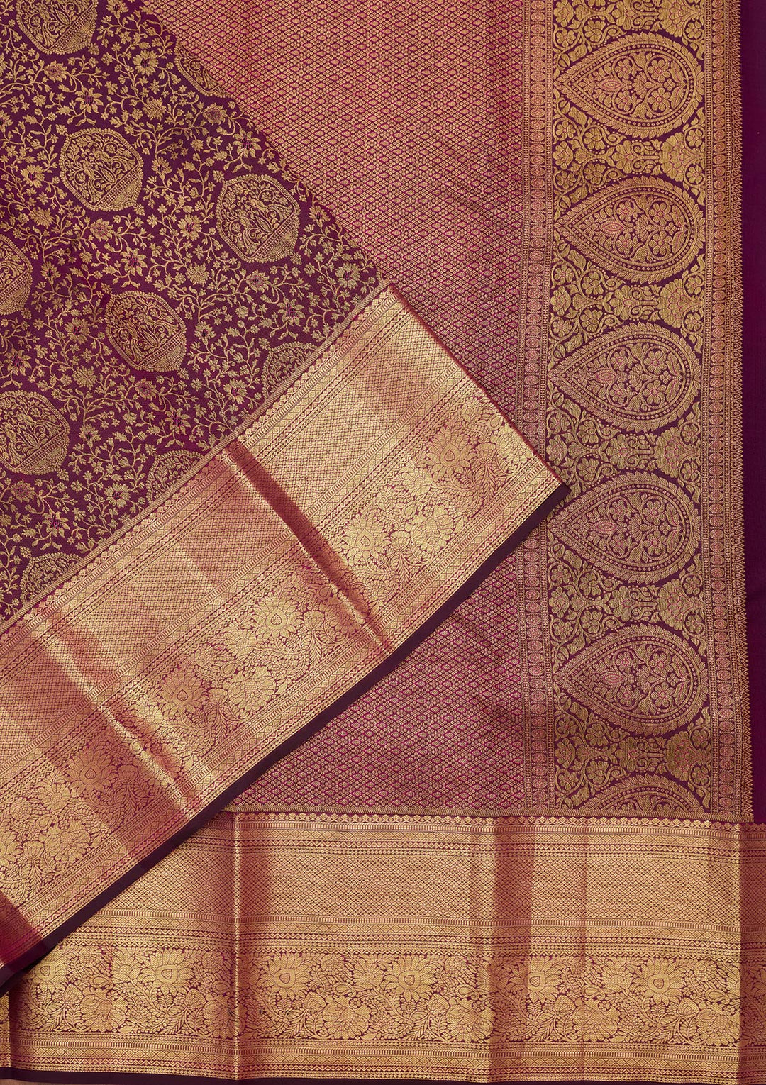 Purple Zariwork Pure Silk Saree-Koskii