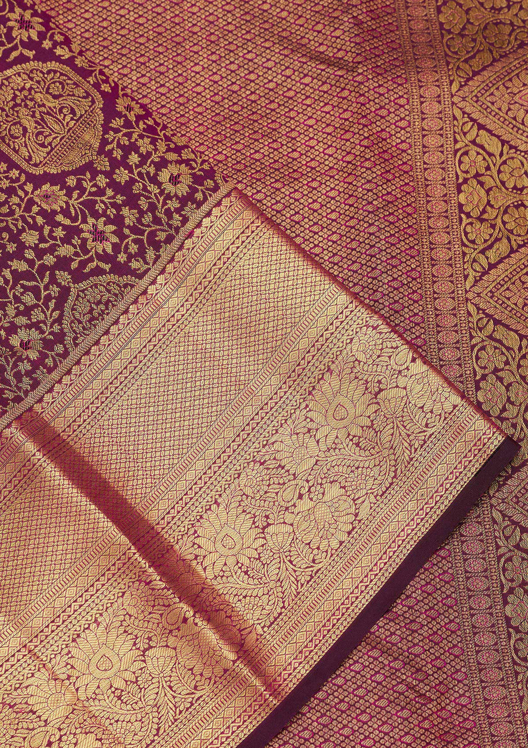 Purple Zariwork Pure Silk Saree-Koskii