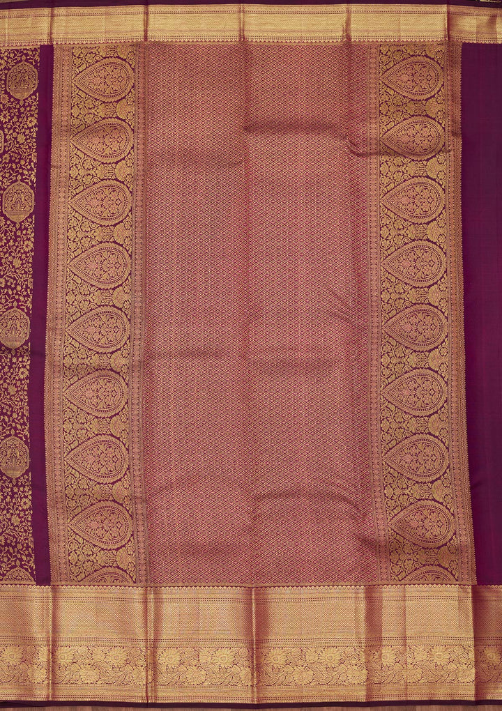 Purple Zariwork Pure Silk Saree-Koskii