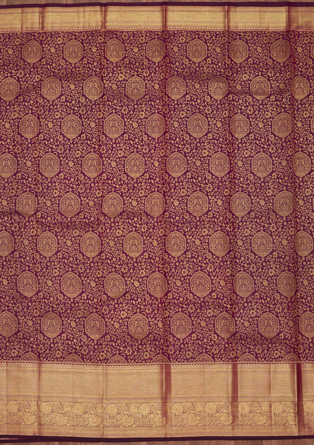 Purple Zariwork Pure Silk Saree-Koskii