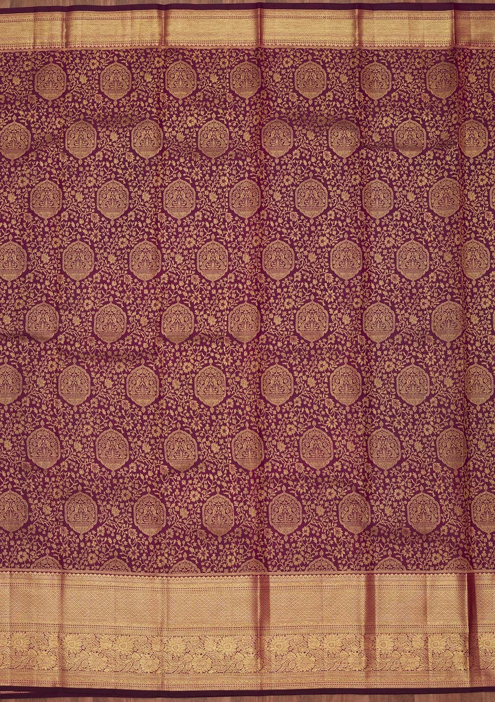 Purple Zariwork Pure Silk Saree-Koskii