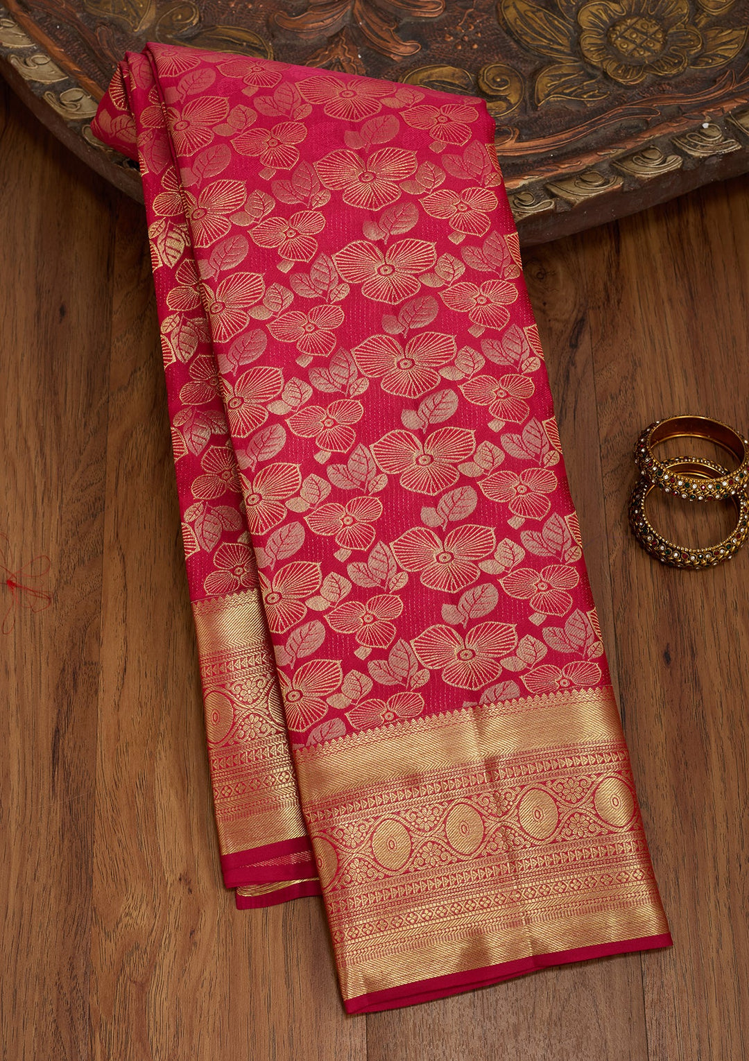 Rani Pink Dharmavaram Pure Silk Saree