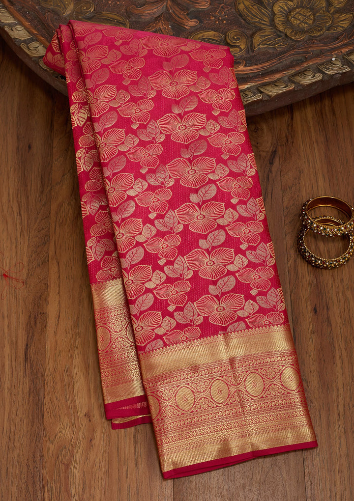 Rani Pink Dharmavaram Pure Silk Saree