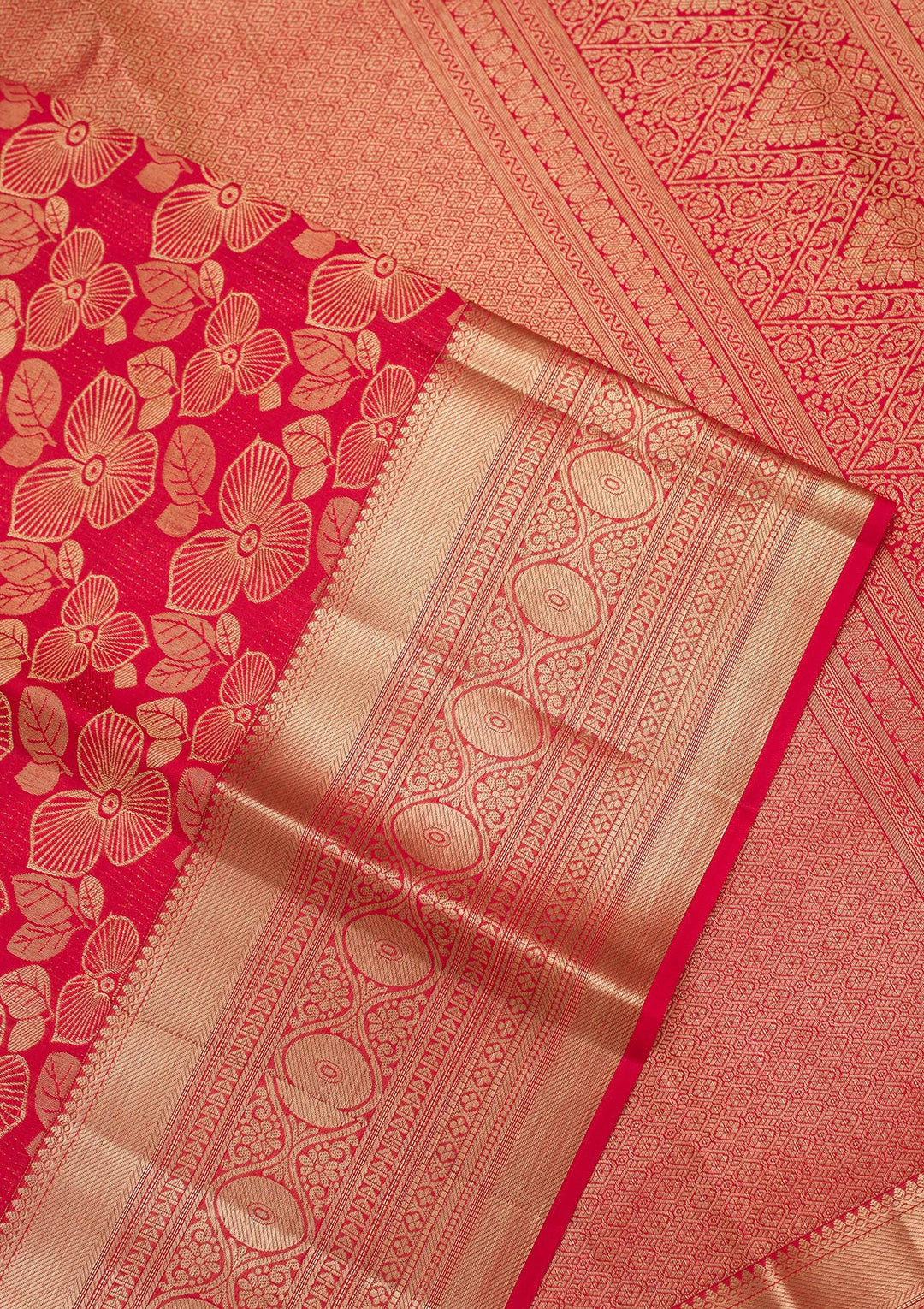 Red Zariwork Pure Silk Saree-Koskii