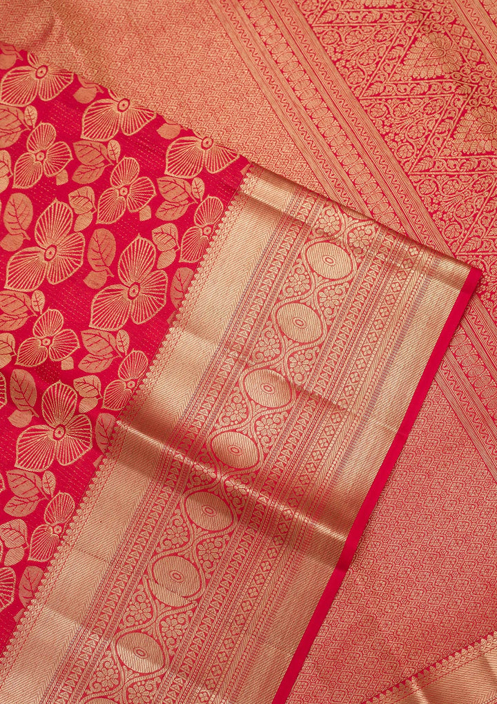 Red Zariwork Pure Silk Saree-Koskii