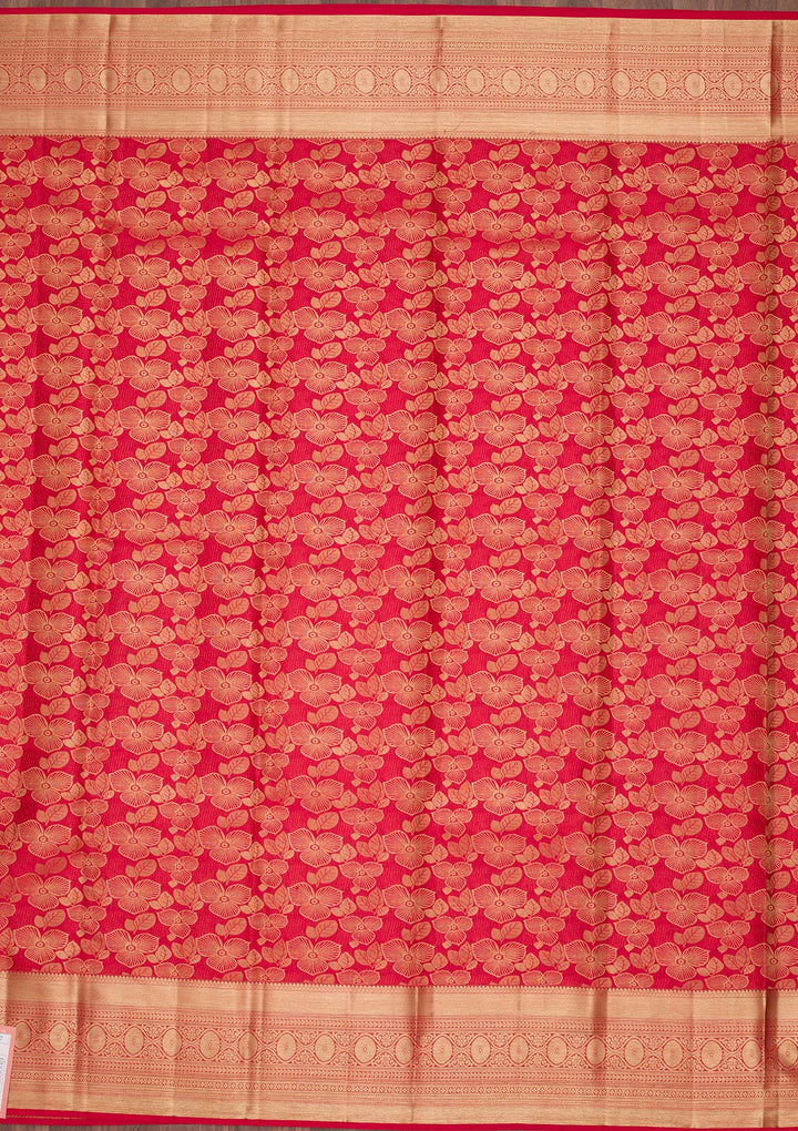 Red Zariwork Pure Silk Saree-Koskii