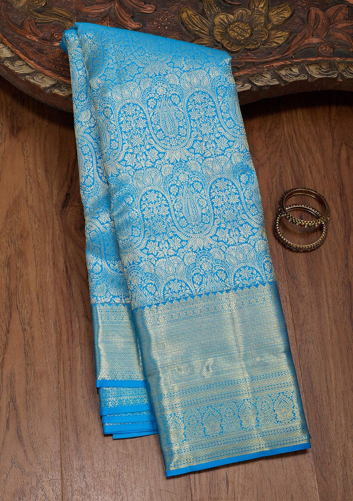 Royal Blue Zariwork Pure Silk Saree-Koskii