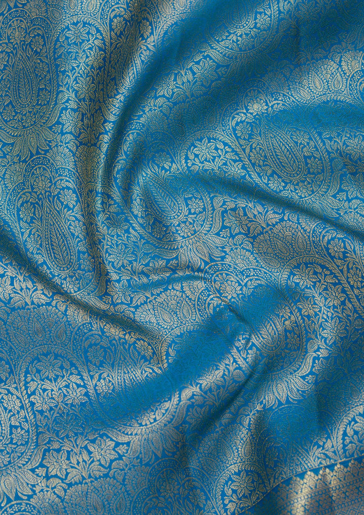 Royal Blue Zariwork Pure Silk Saree-Koskii
