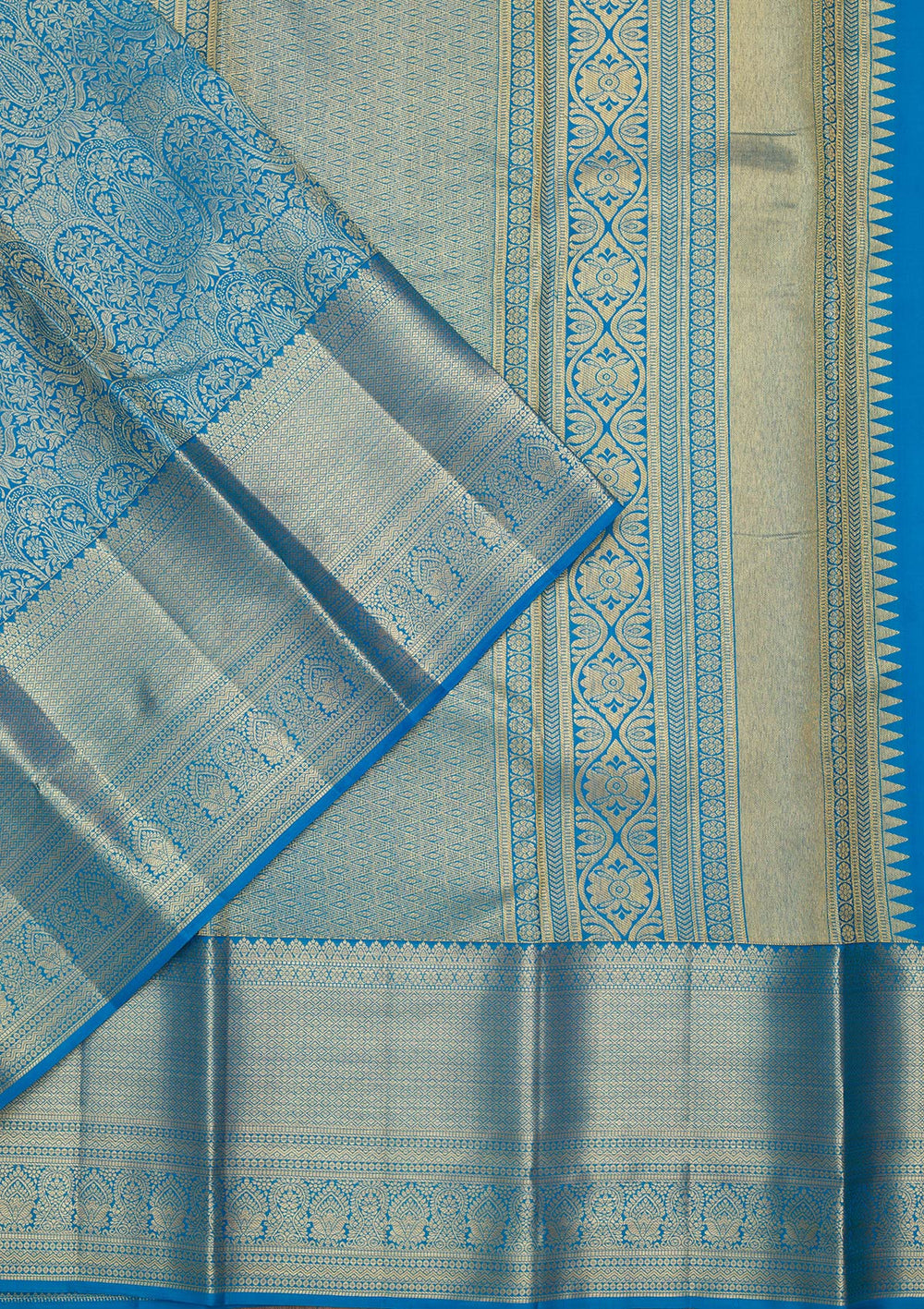 Royal Blue Zariwork Pure Silk Saree-Koskii
