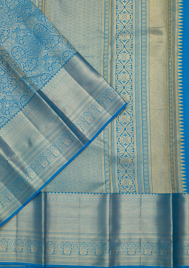 Royal Blue Zariwork Pure Silk Saree-Koskii