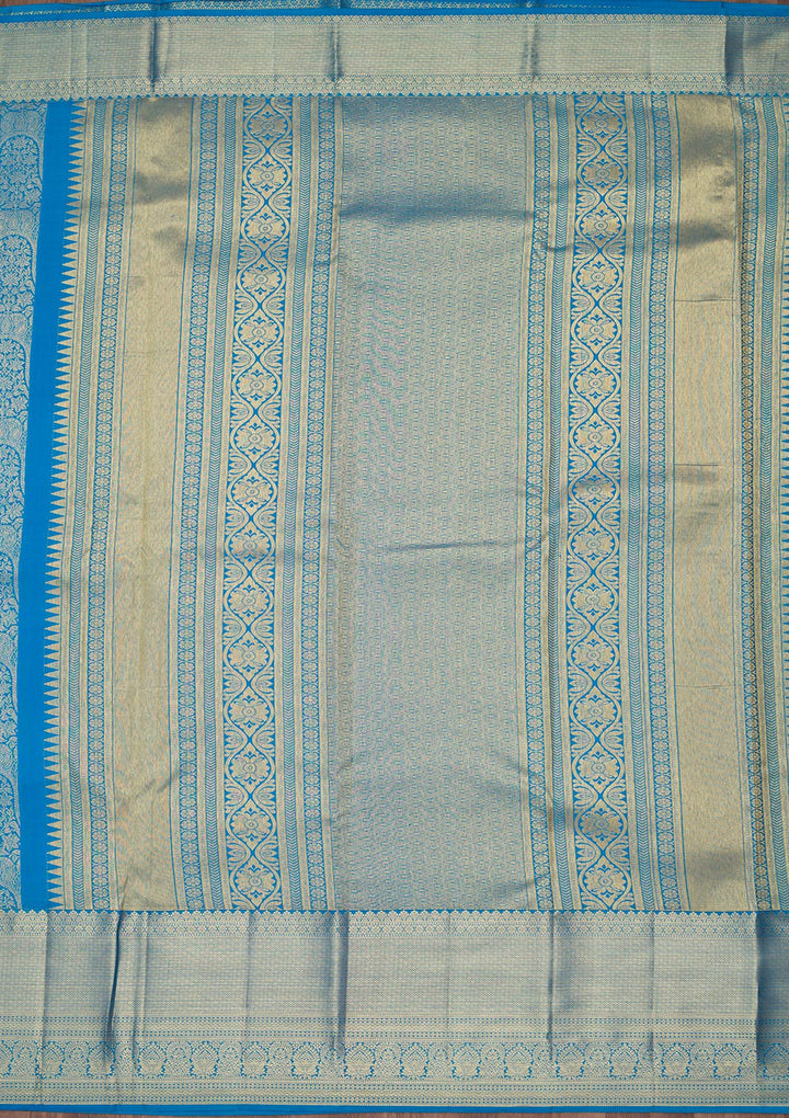 Royal Blue Zariwork Pure Silk Saree-Koskii