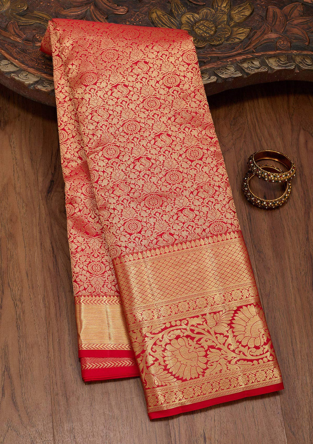 Maroon Zariwork Pure Silk Saree-Koskii