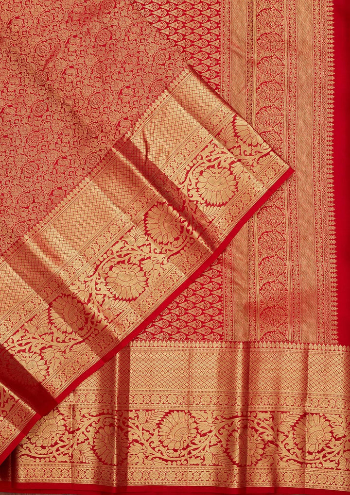 Maroon Zariwork Pure Silk Saree-Koskii