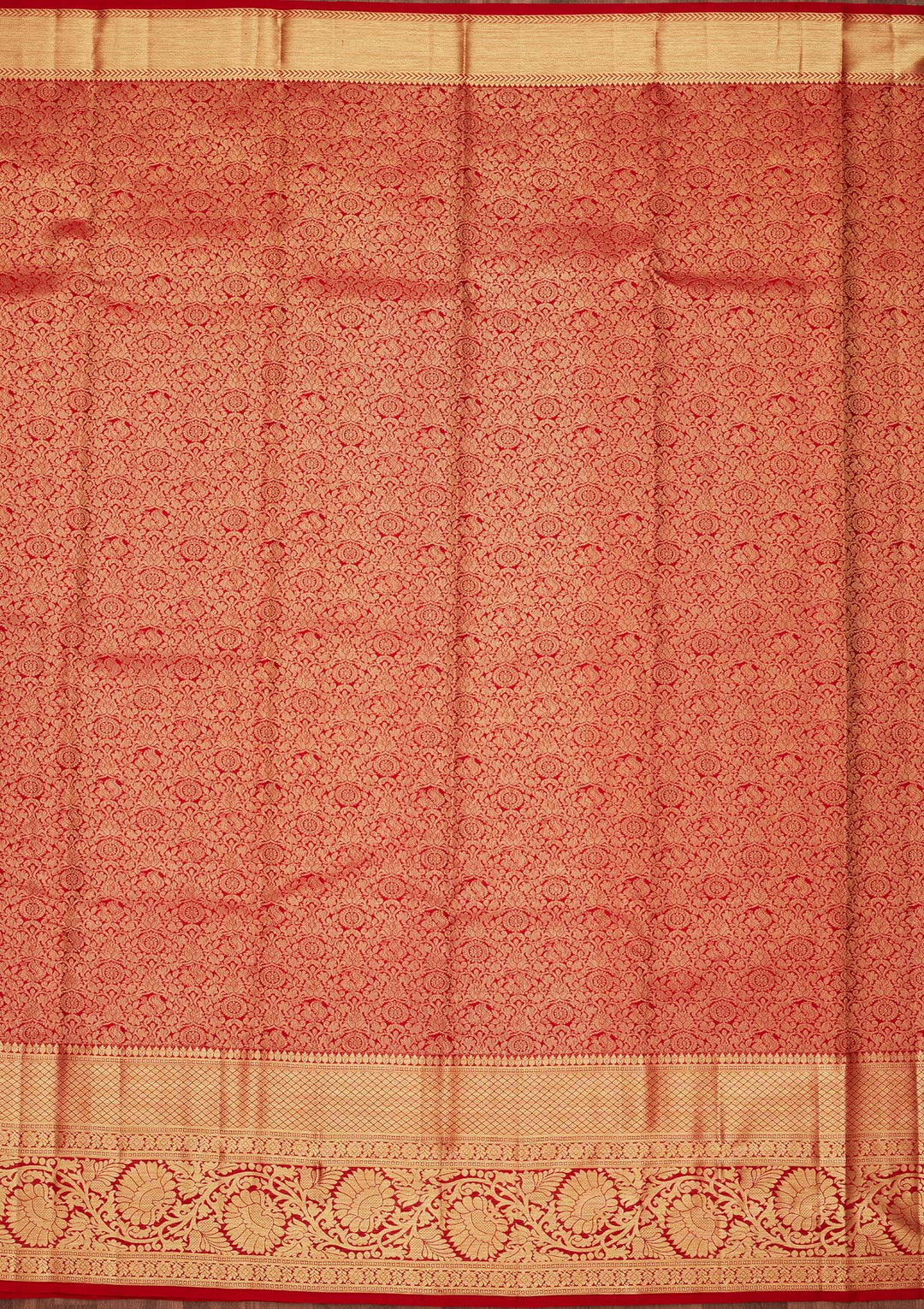Maroon Zariwork Pure Silk Saree-Koskii