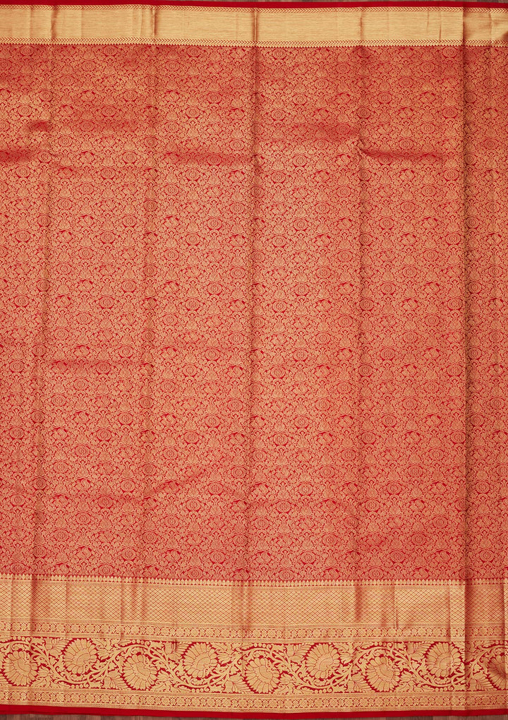 Maroon Zariwork Pure Silk Saree-Koskii