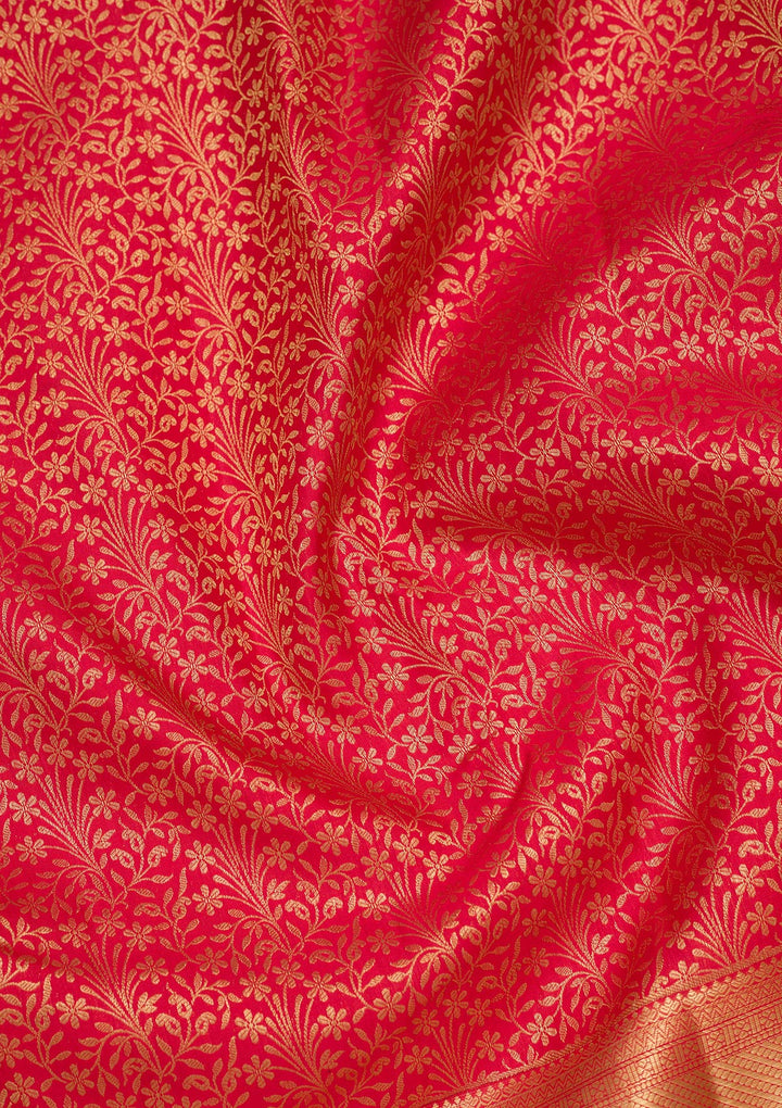 Maroon Zariwork Pure Silk Saree-Koskii