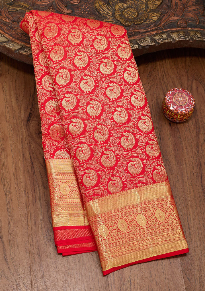 Maroon Zariwork Pure Silk Saree-Koskii