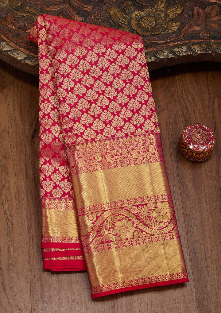 Maroon Zariwork Pure Silk Saree-Koskii