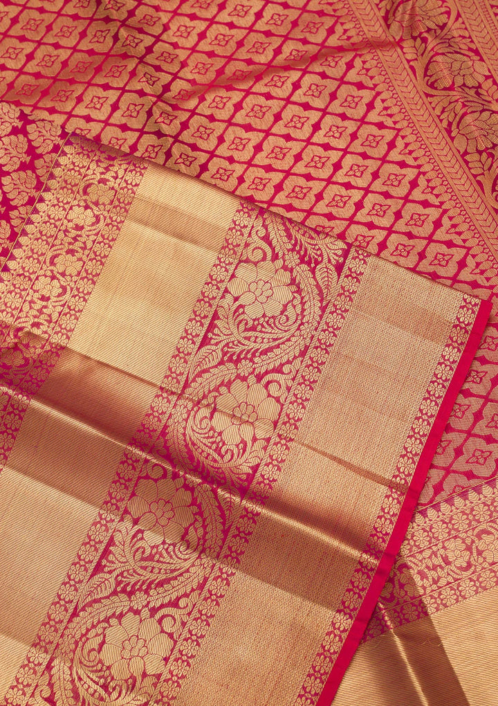 Maroon Zariwork Pure Silk Saree-Koskii