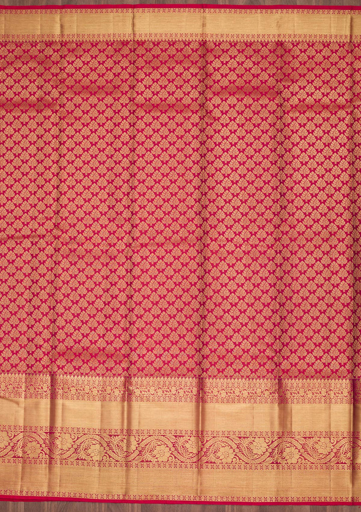 Maroon Zariwork Pure Silk Saree-Koskii