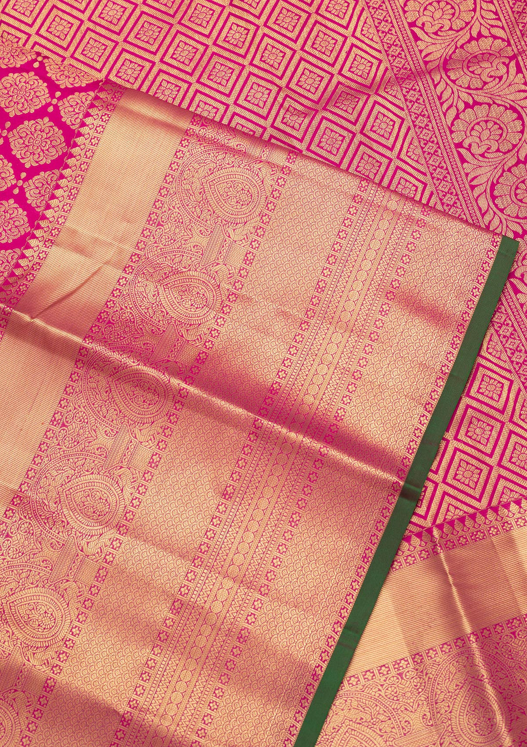 Magenta Pink Zariwork Pure Silk Saree-Koskii