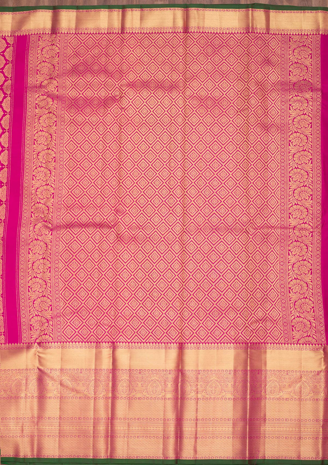 Magenta Pink Zariwork Pure Silk Saree-Koskii