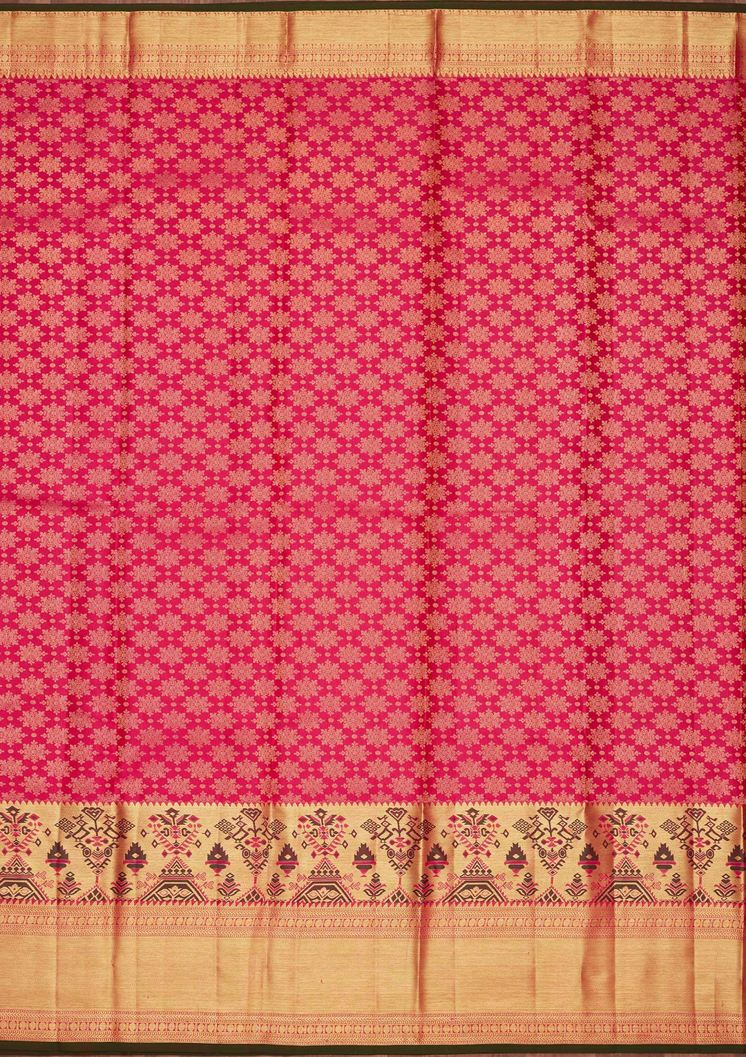 Rani Pink Zariwork Pure Silk Saree-Koskii
